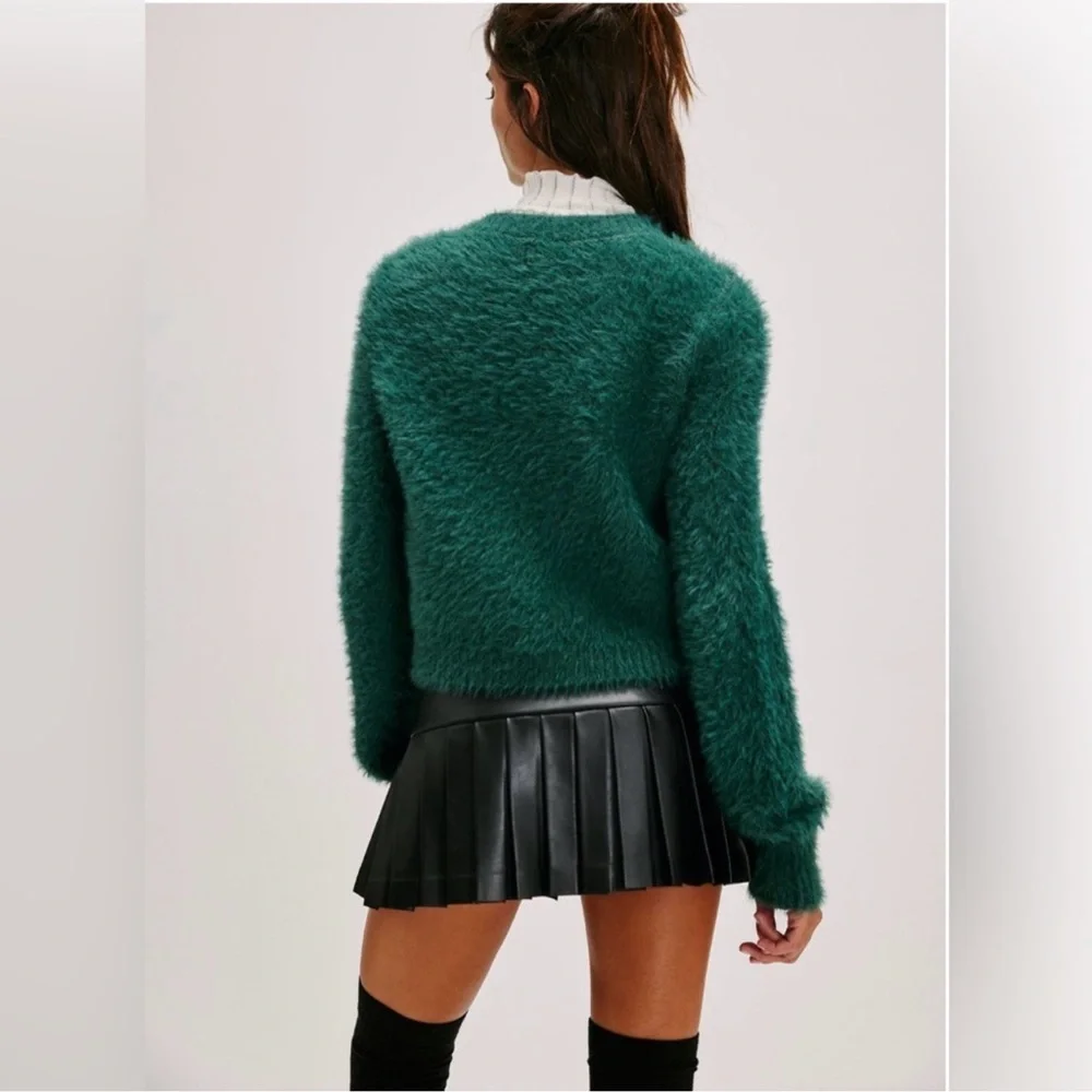 Free People Celeste Cardi Sweater Top in Uncut Emerald Small - Picture 3 of 9